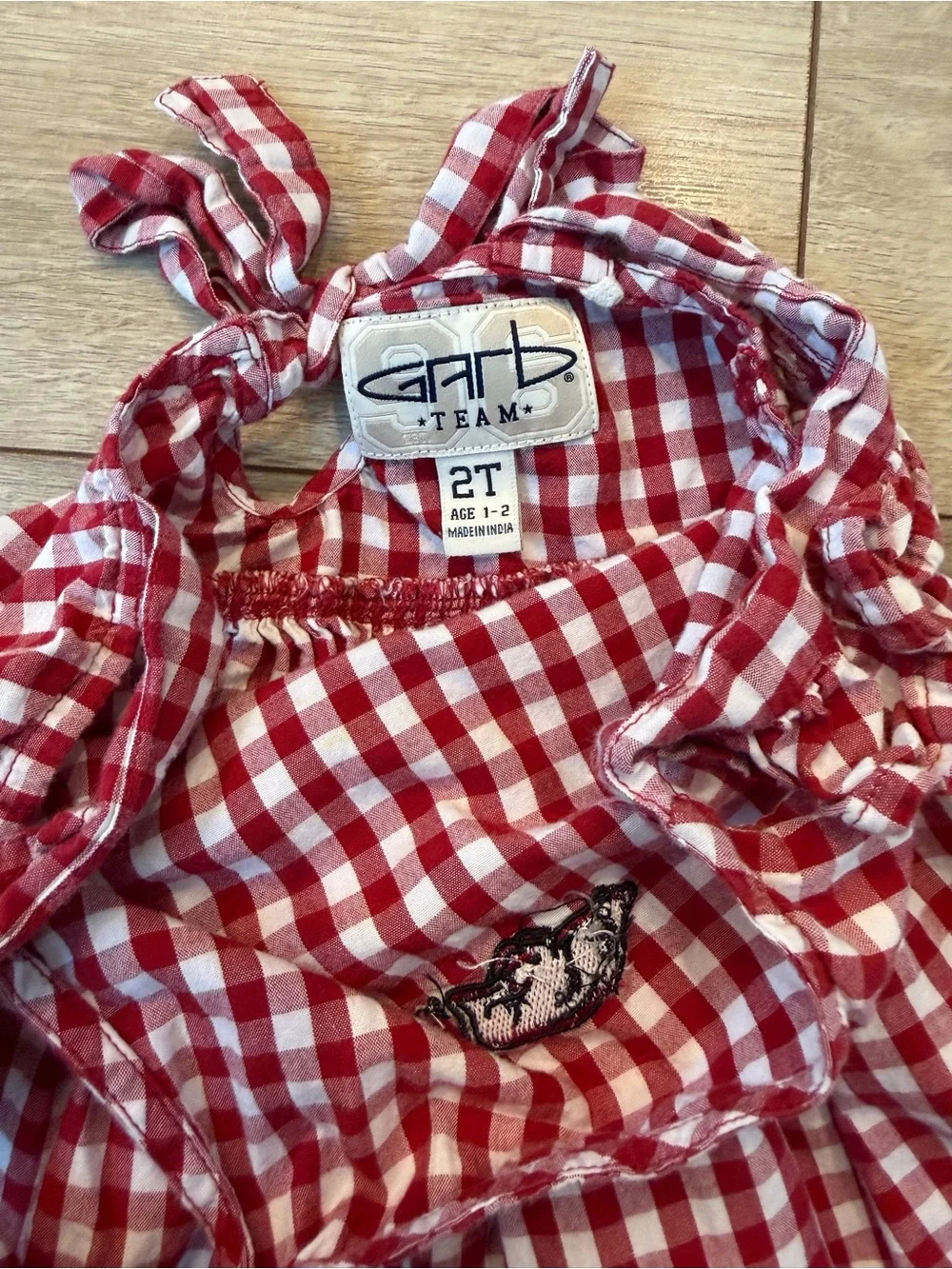 Garb Toddler Red and White Arkansas Razorbacks Gingham Ruffle-Strap Dres